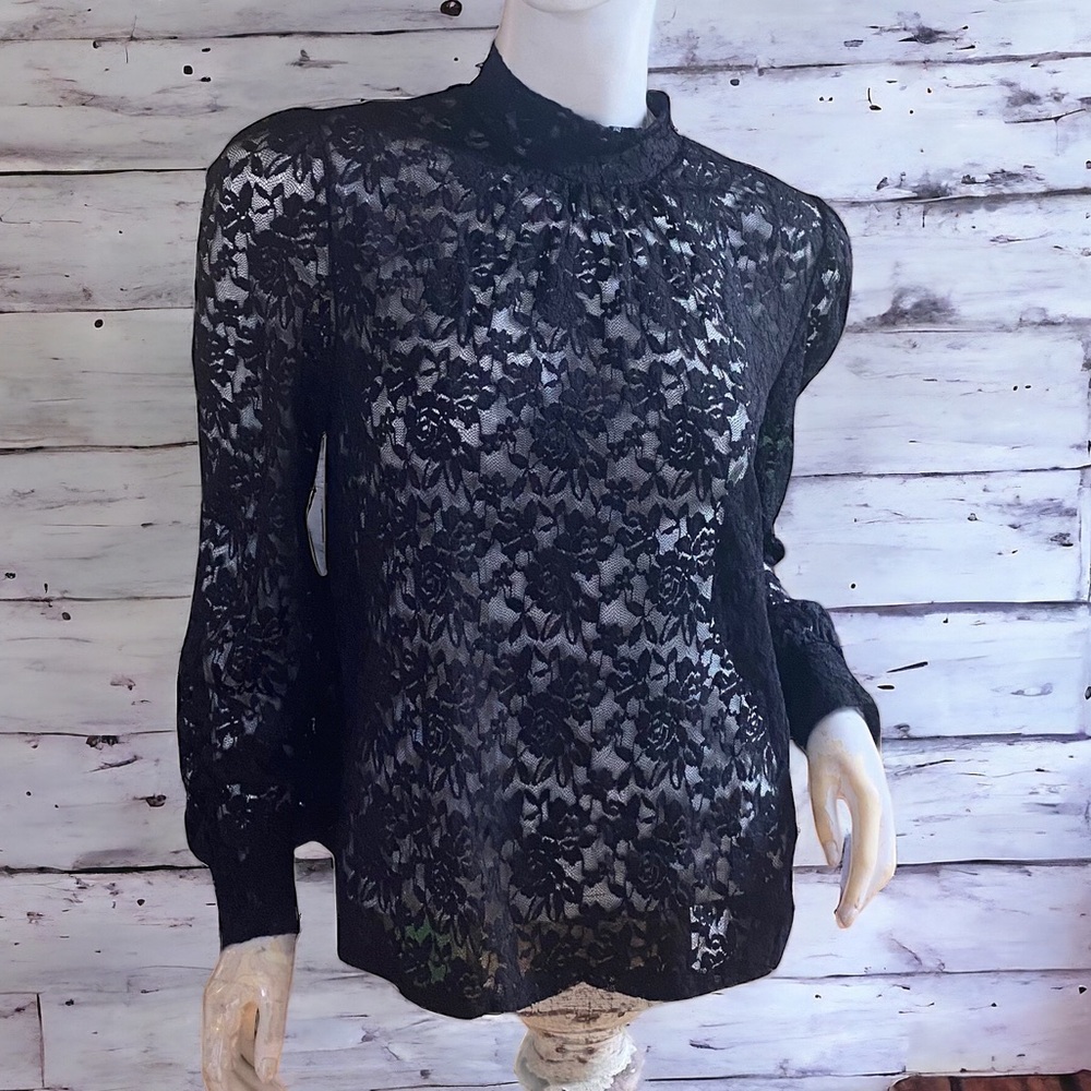 ❄️ 50% off winter Robertson & Rodeo lace long sleeve mock neck classic top M